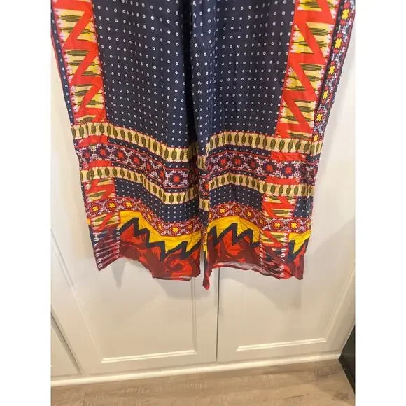 Boho hippie Ivy Jane women made USA rayon pants small NWT multi color
